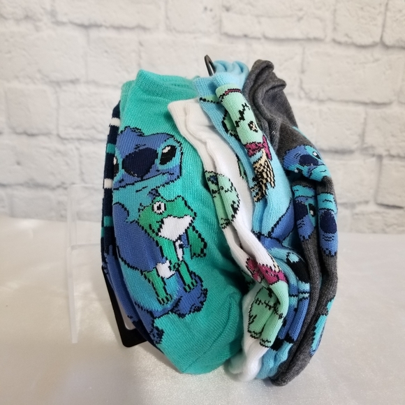 Disney Lilo and Stitch Scrump Character No Show Socks 5 Pair Set New - Picture 5 of 13